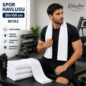 Spor Havlusu 30x100 cm Beyaz